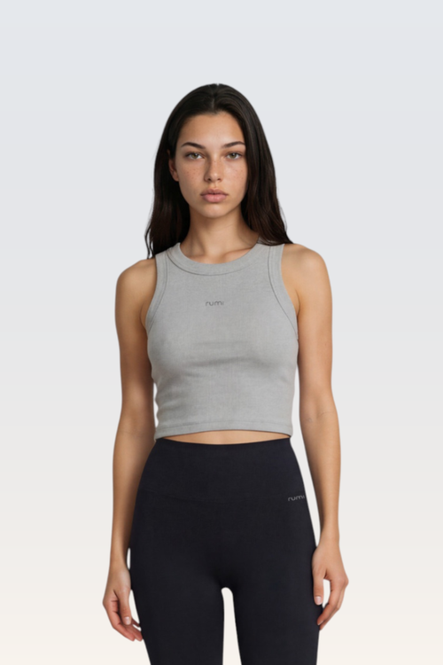 W MoonRib Cropped Tank - Stone